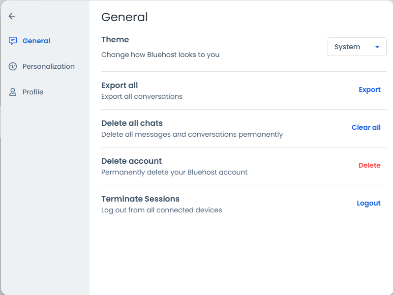 Settings - General