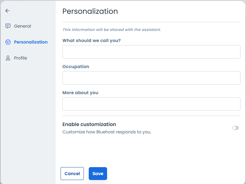 Settings - Personalization