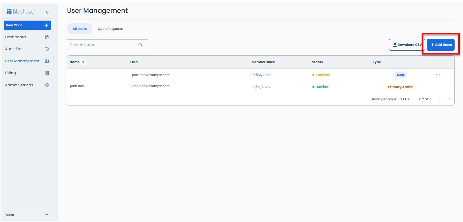AI All-Access Dashboard - User Management - Add Users