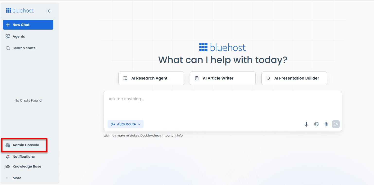 AI All-Access Dashboard - Admin Console tab