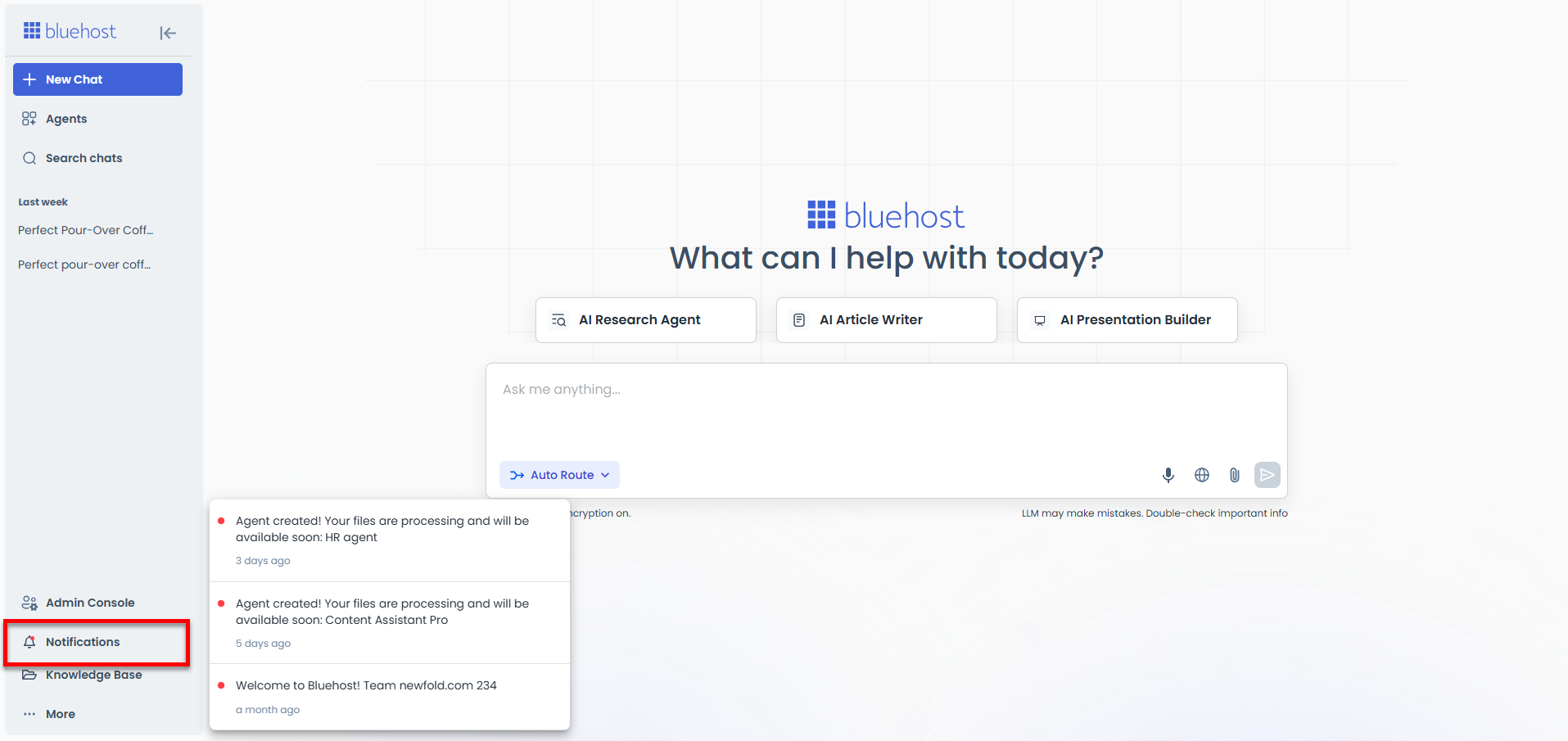 AI All-Access Dashboard - Notifications tab