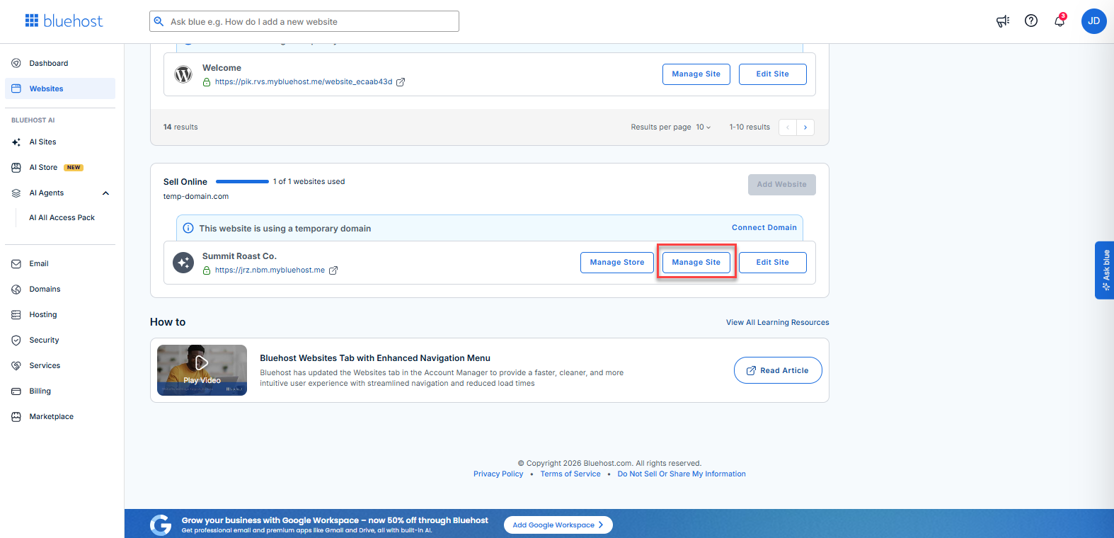 Manage Site