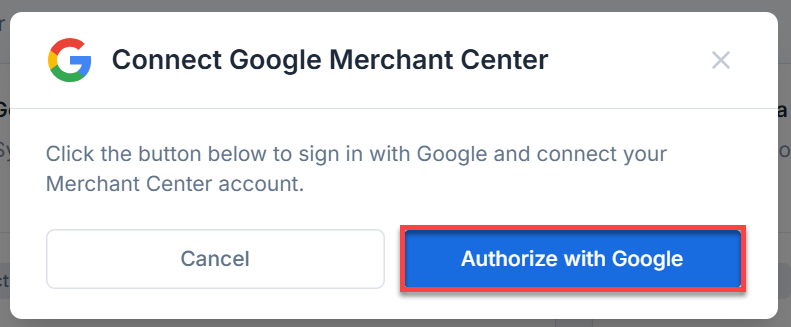 AI Store - Google Merchant Center - Authorize with Google Button