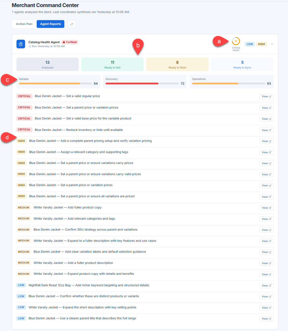Catalog Health Agent details
