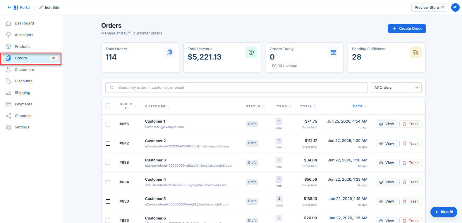 Orders Page