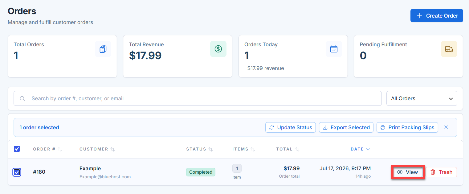 AI Store - Select Order - Orders tab