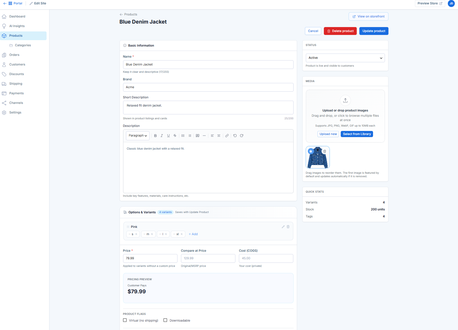 Update Product details
