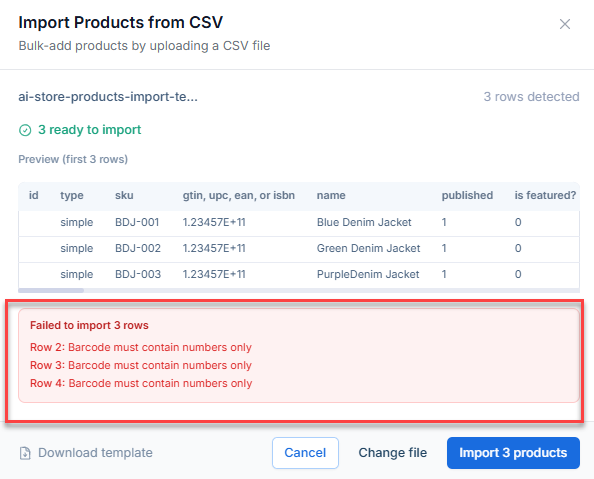 incorrect product details