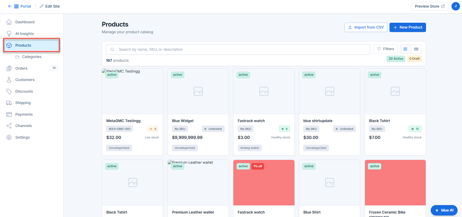 Products Page