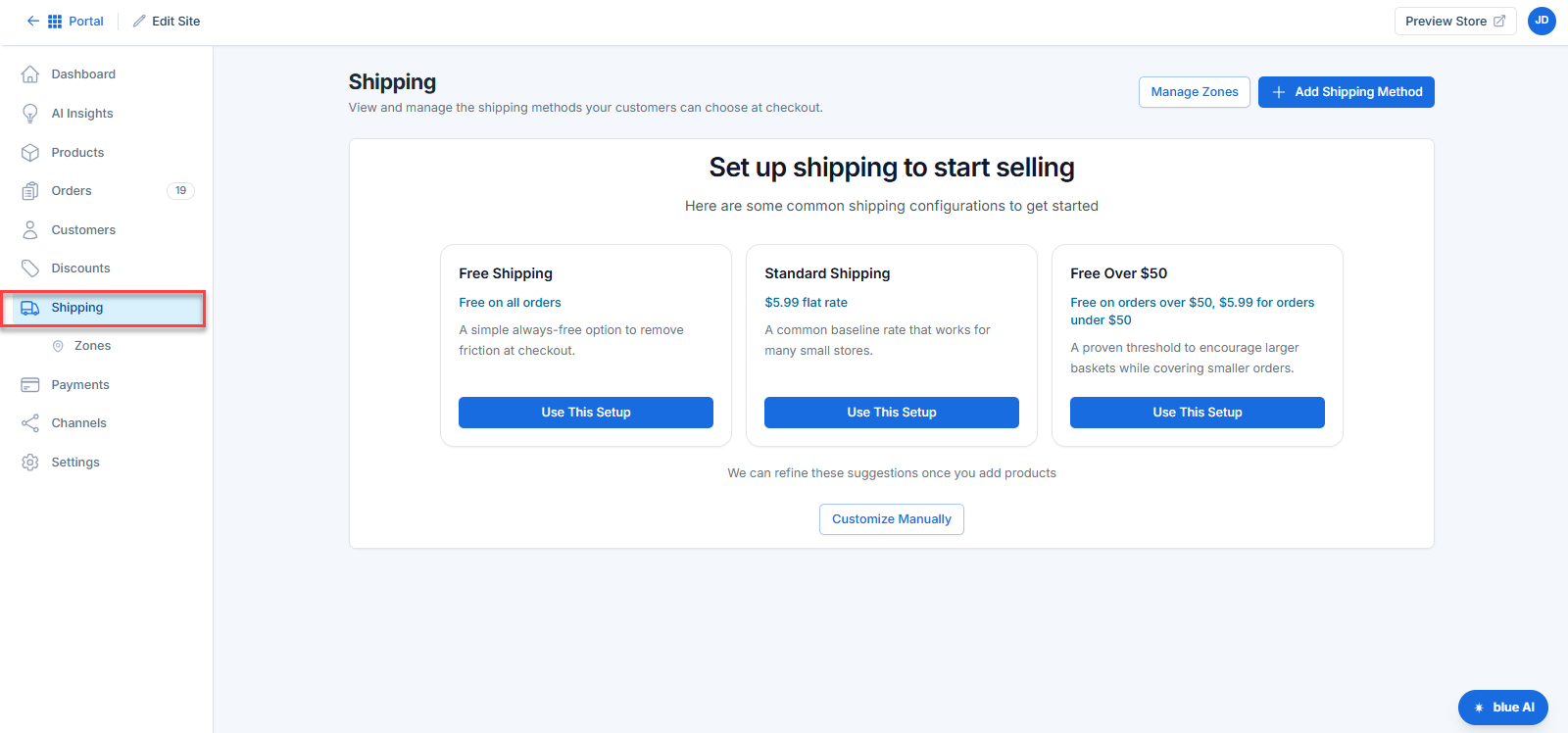 Shipping Page