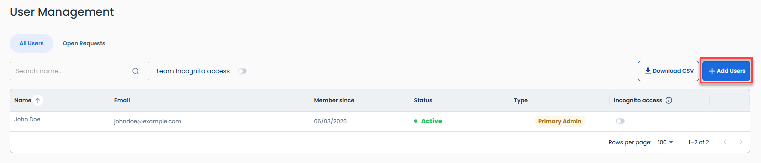 Add Users button