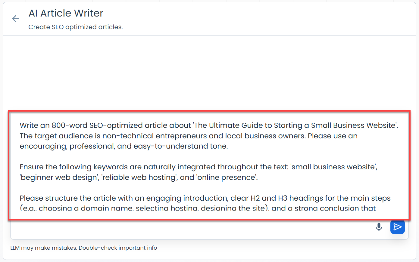 BH AM - AI Article Writer Prompt