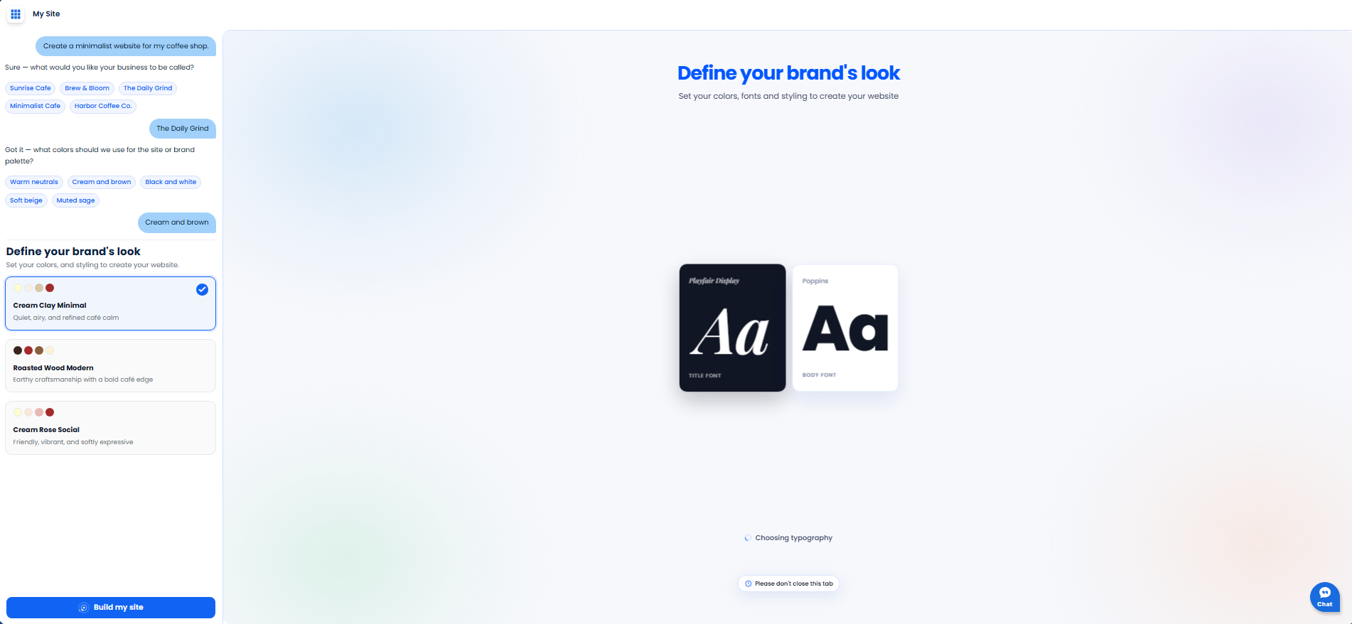 Bluehost AI Website Builder - Set the visual style for your brand