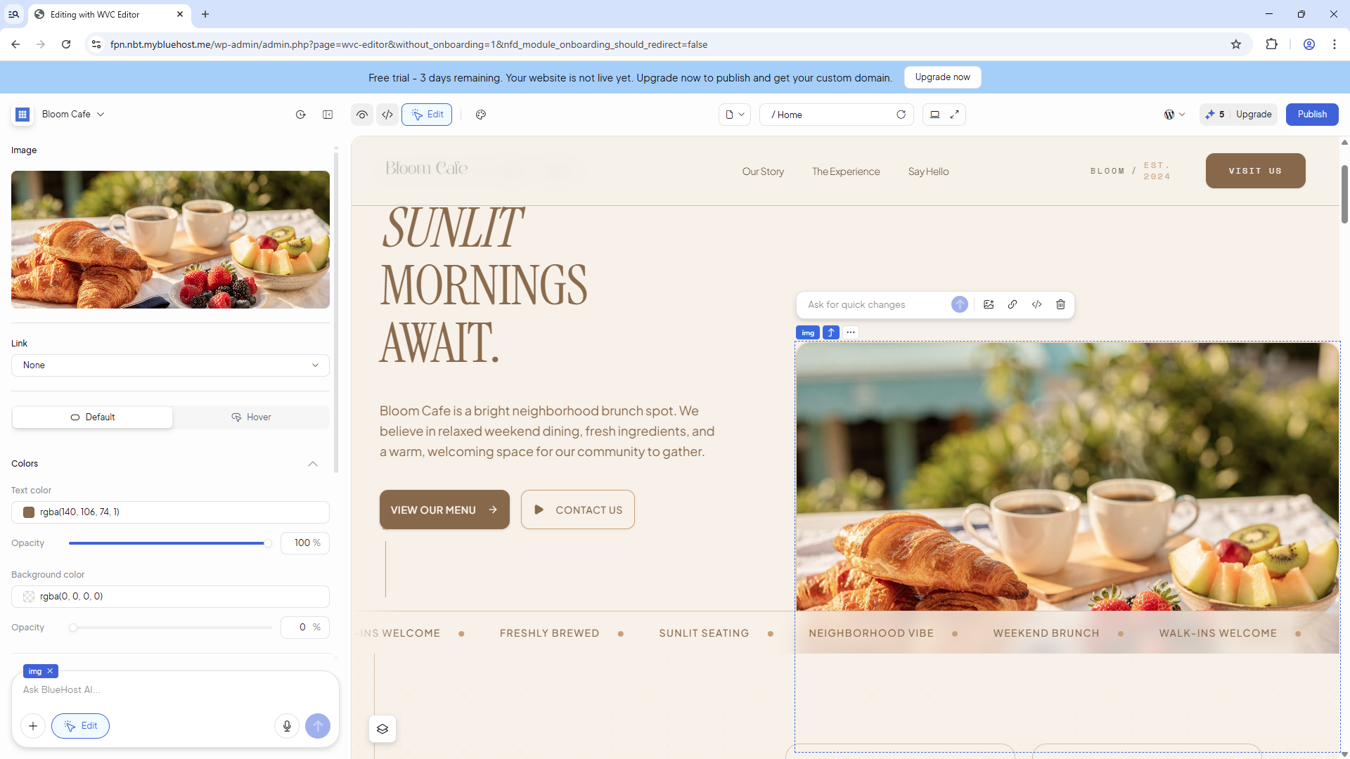 Bluehost AI Website Builder - Edit your website