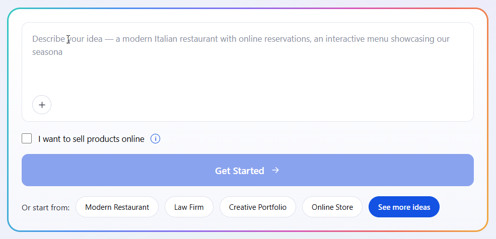 AI Website Builder & Store - Enter description
