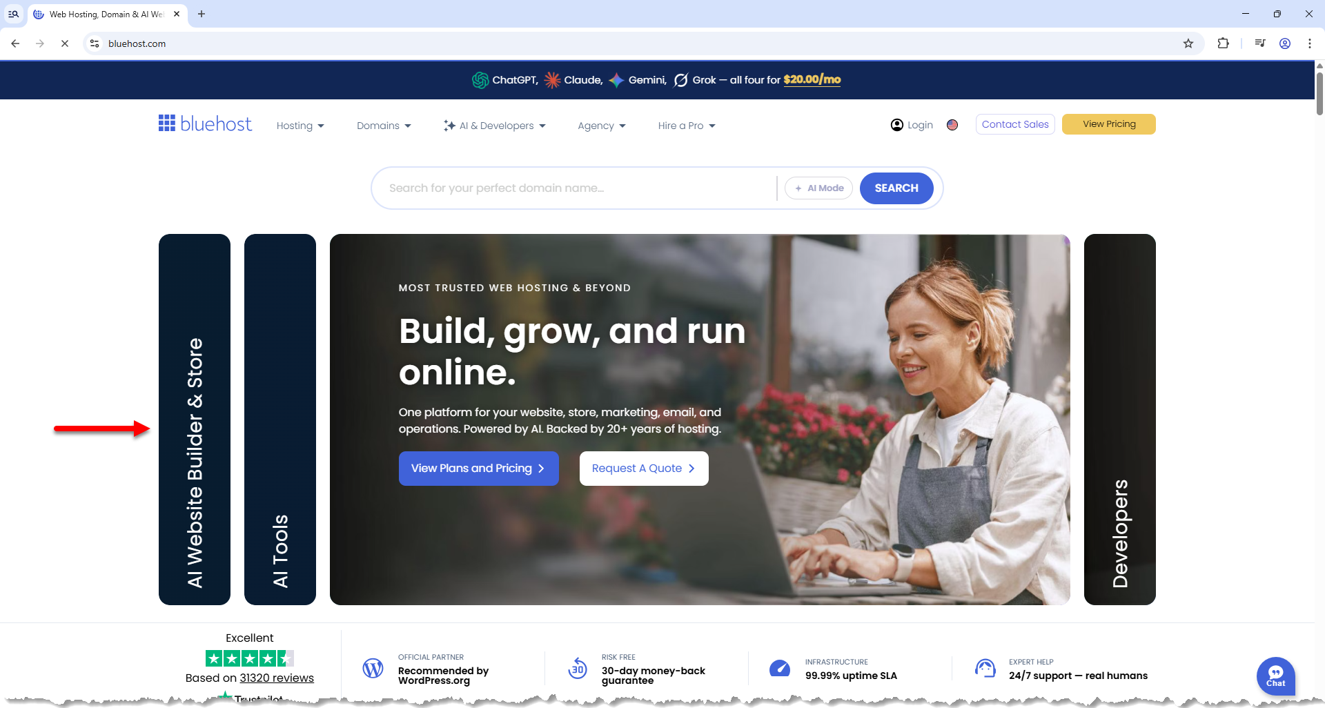 Bluehost - AI Website Builder & Store slider card