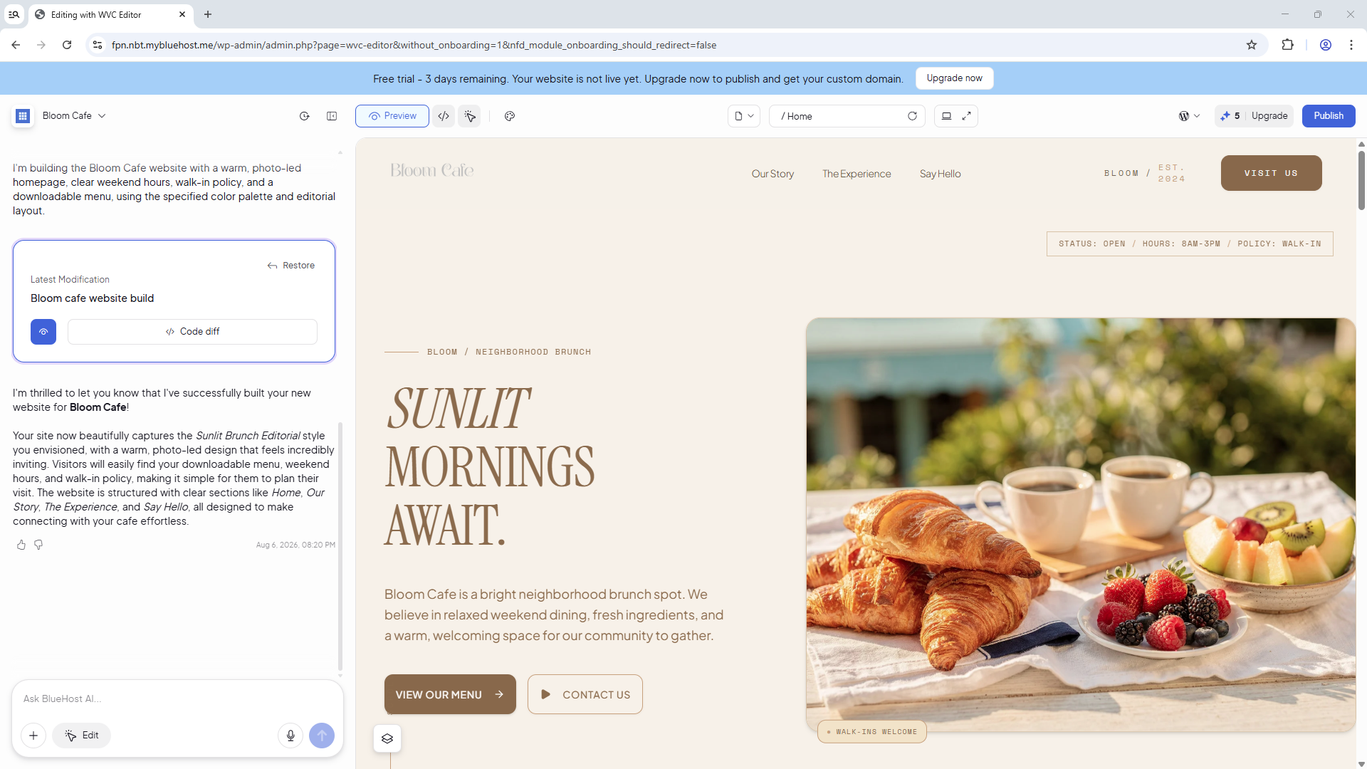 Bluehost AI Website Builder - Personalize your website
