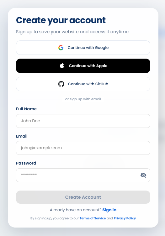 Bluehost AI Website Builder - Create an Account