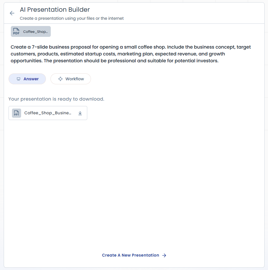AI Presentation Builder - Presentation complete