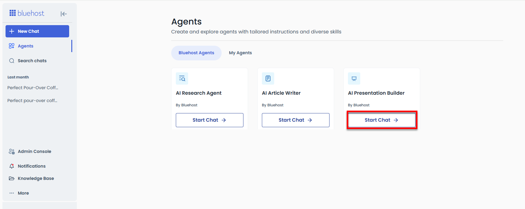 AI Presentation Builder - Start Chat