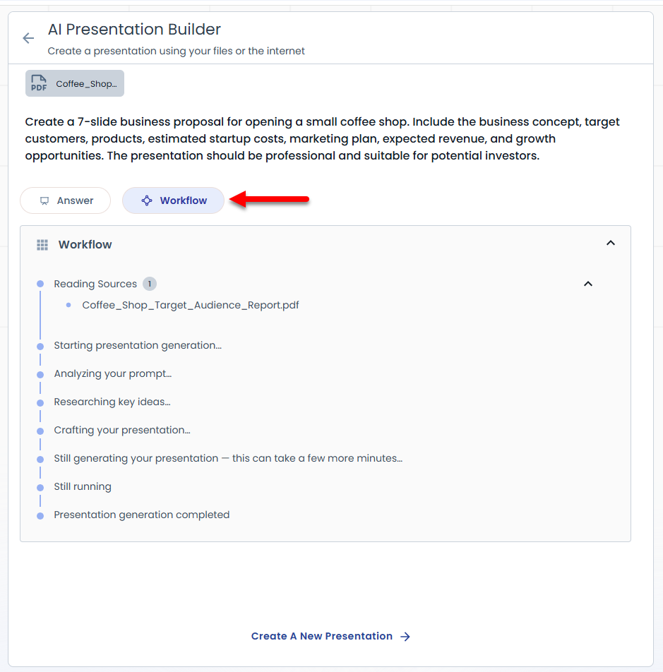 AI Presentation Builder - View the Workflow details