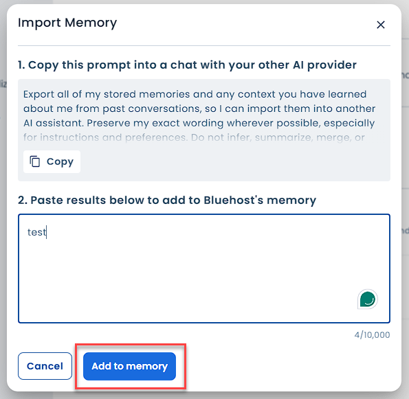 Add to Memory