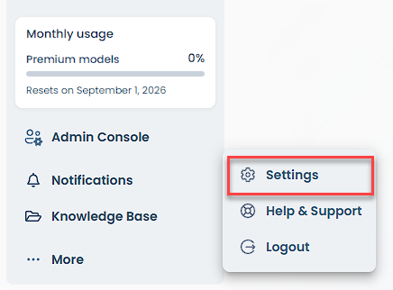 AI All-Access Pack - More menu Settings option