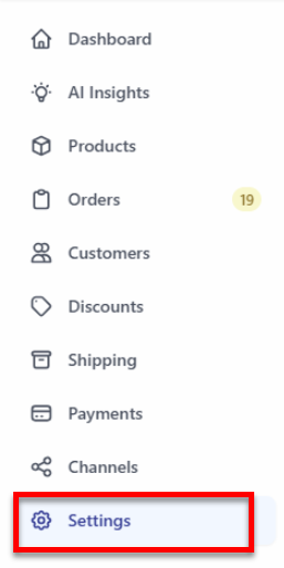 Bluehost AI Store - Settings tab