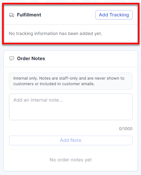 Orders tab - Fulfillment