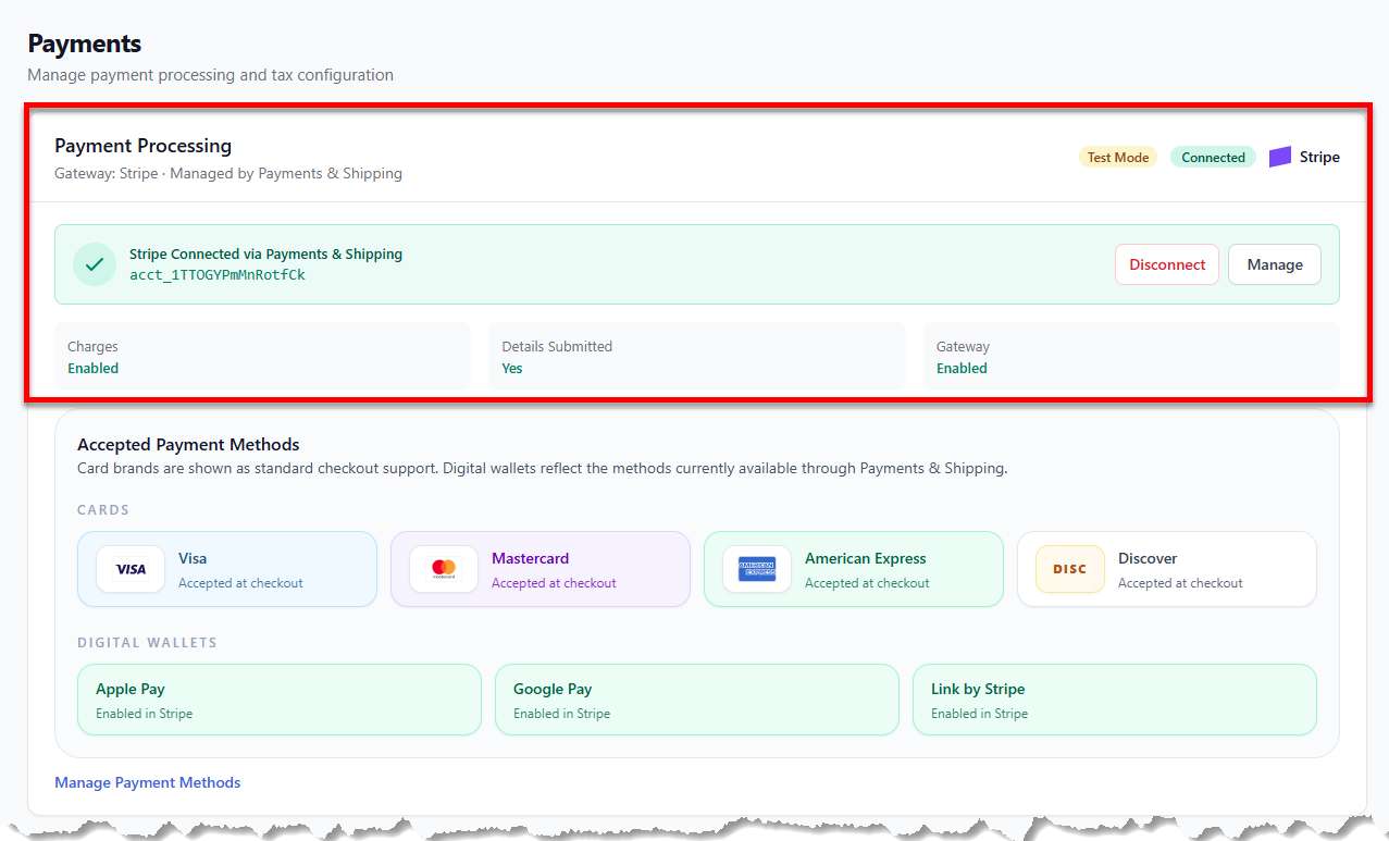 AI Store - Payments tab - Payment Processig