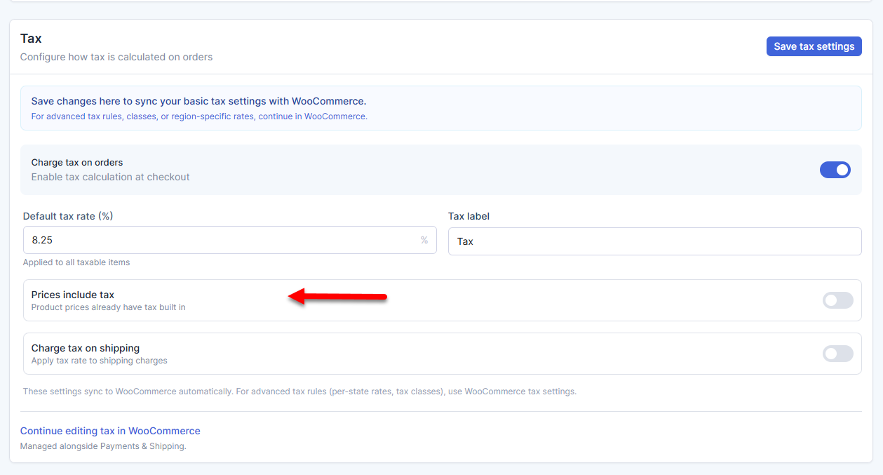 AI Store - Tax section - Price include tax