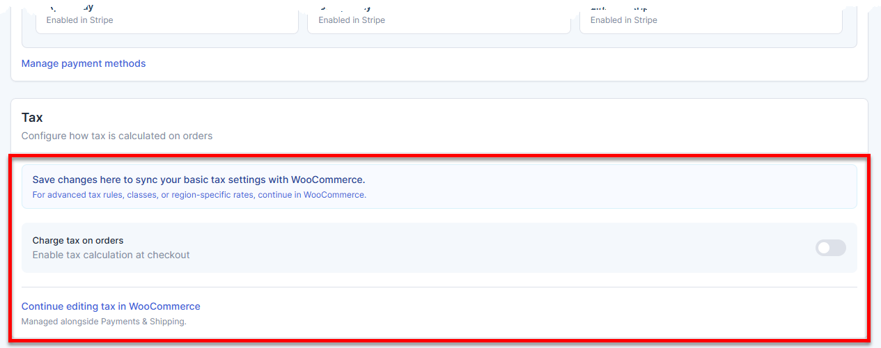 AI Store - Payments tab - Tax