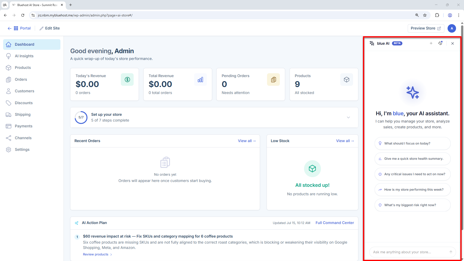 Bluehost AI Chat box