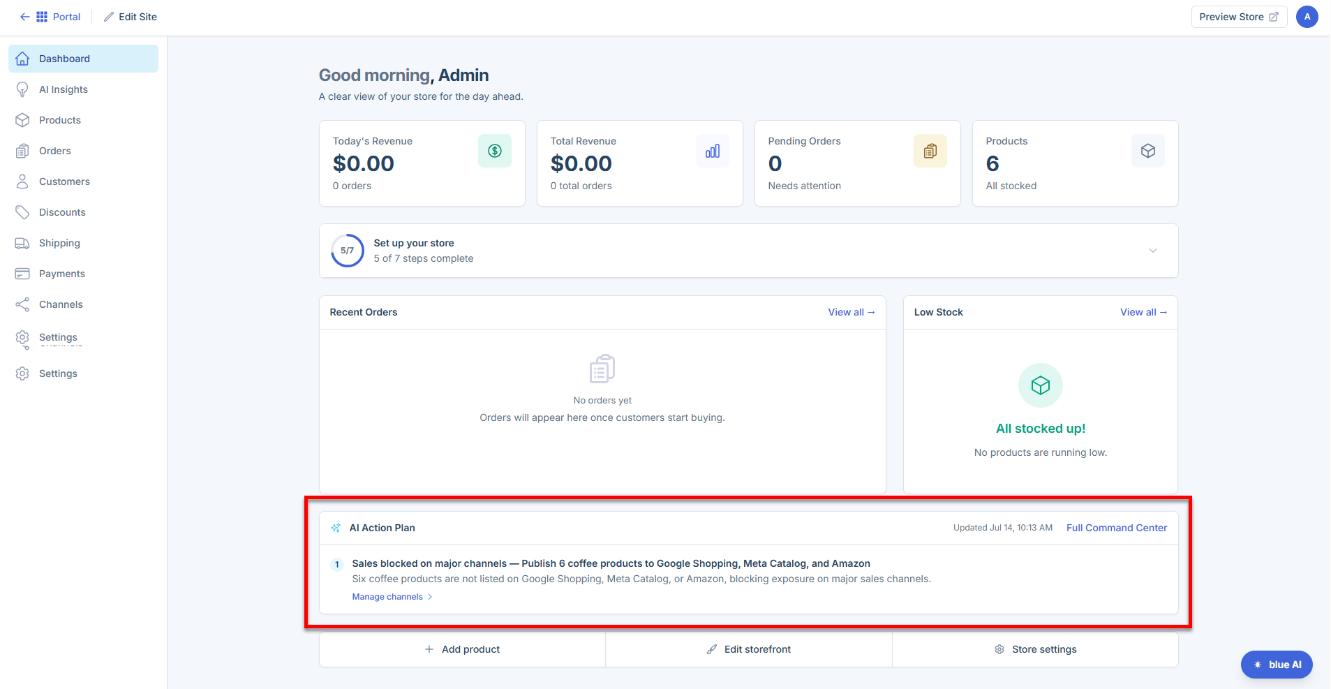 AI Store - Dashboard - AI Action Plan
