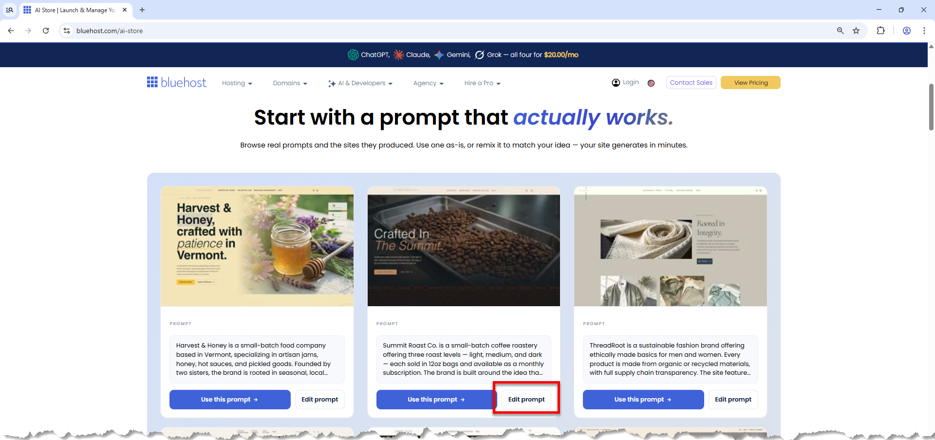 AI Store - Edit prompt