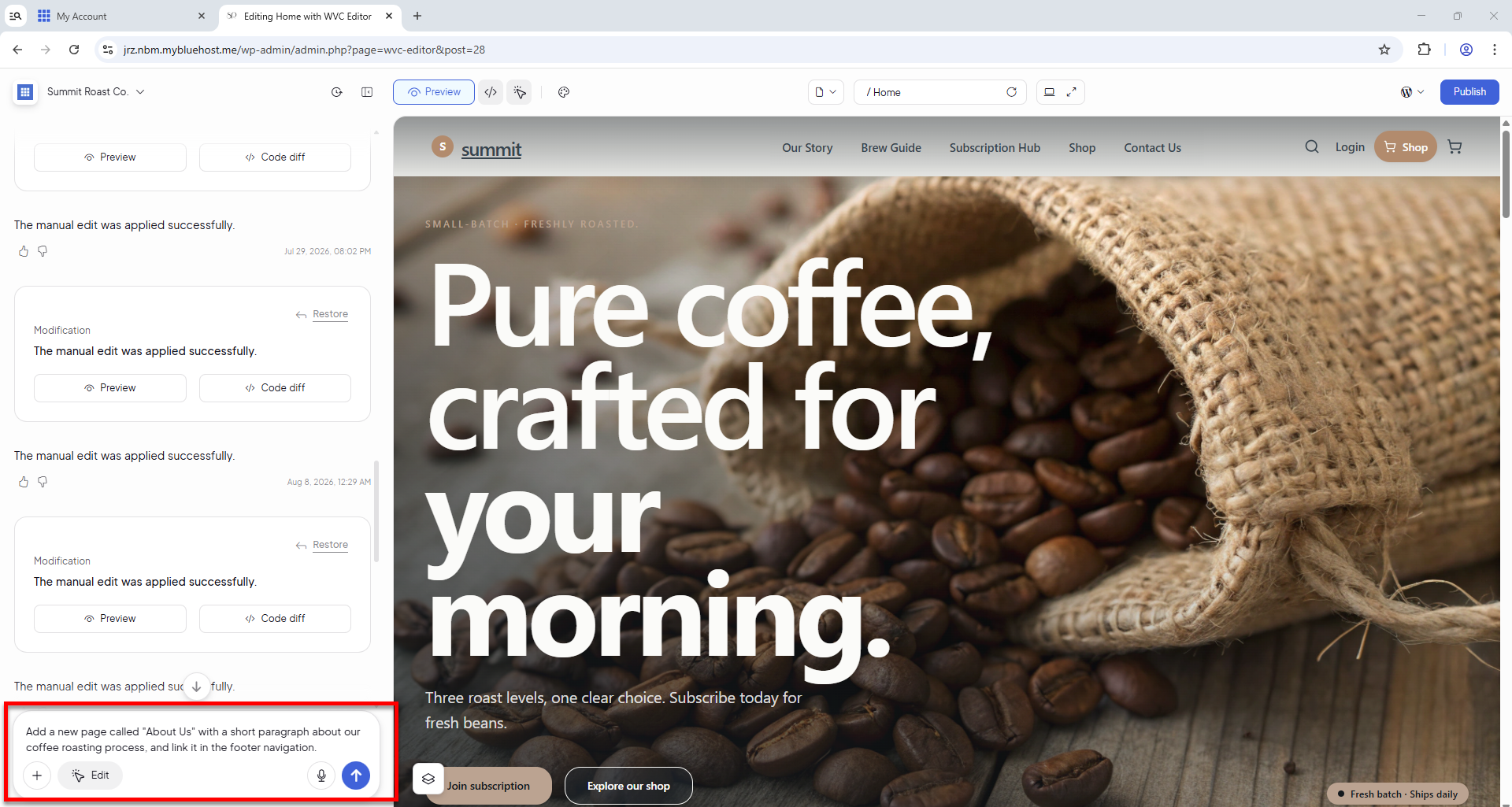 AI Store Editor - AI chat box