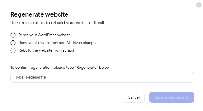 AI Store - Confirm Regeneration