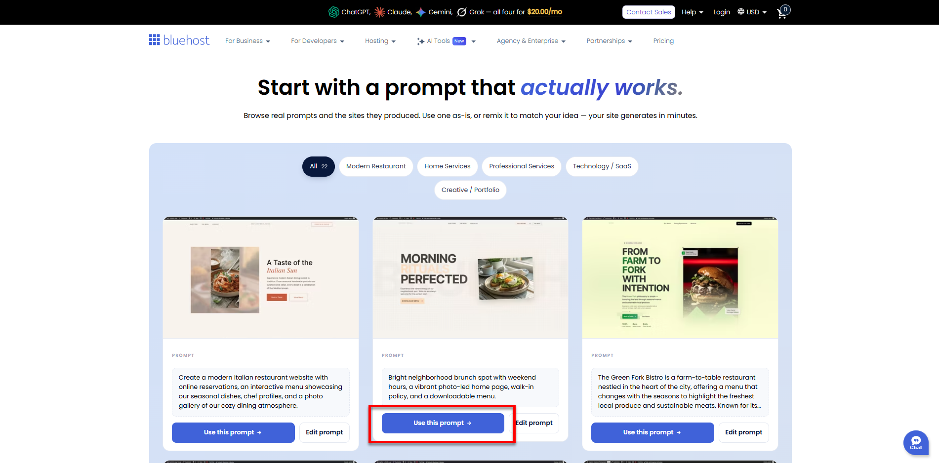 AI Website Builder - Use this prompt
