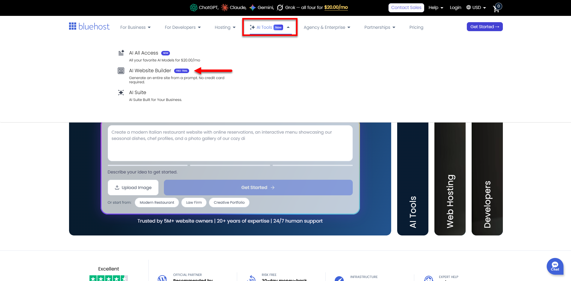 Bluehost FOS - AI tools - AI Website Builder