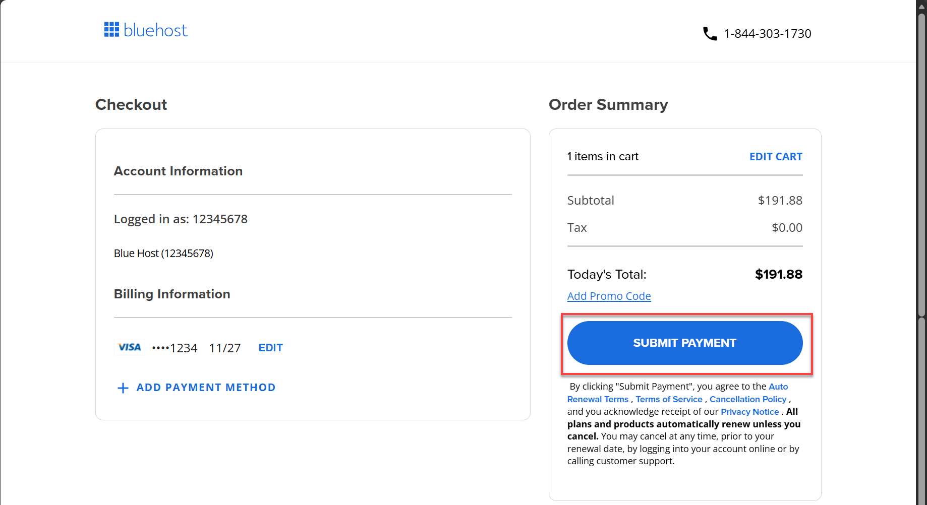 BH AM - Renewal Center - Renew Now Cart