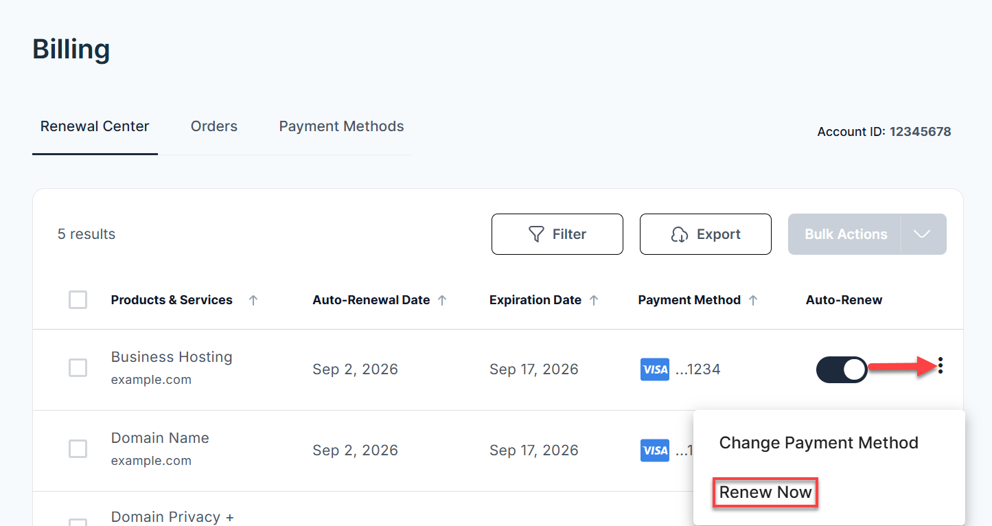 BH AM - Billing - Renewal Center - Ellipsis Renew Now