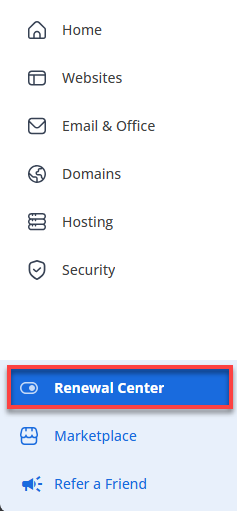 Account Manager - Left Navigation Menu - Security