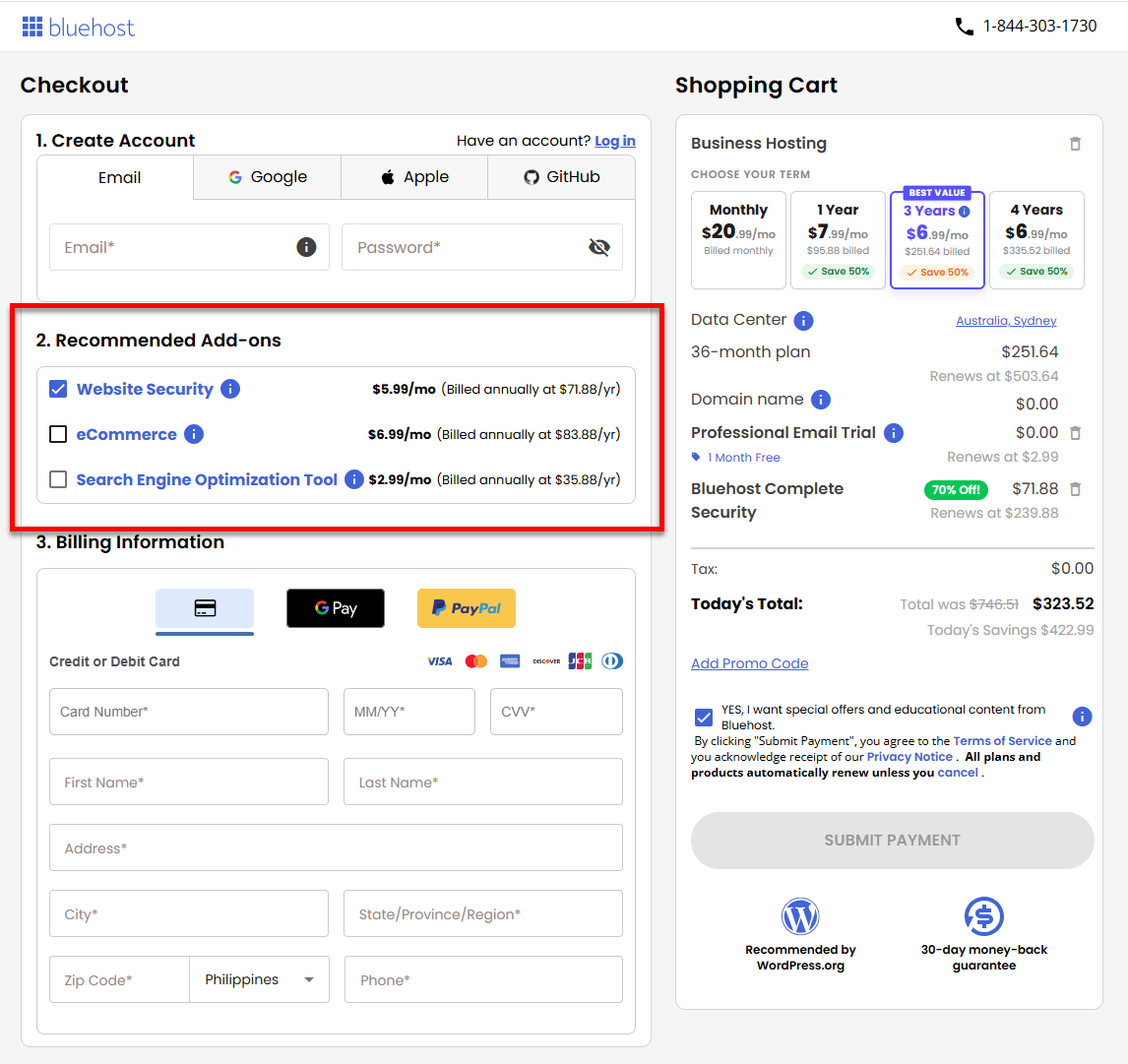 Website Security - Add Hosting Add-ons
