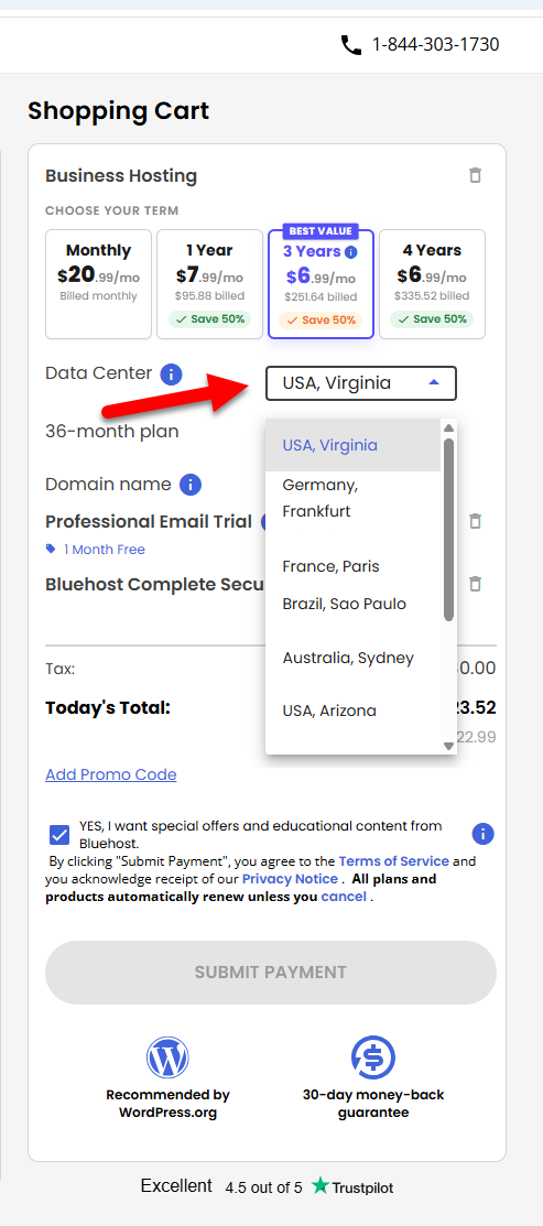 Website Security - Select data center