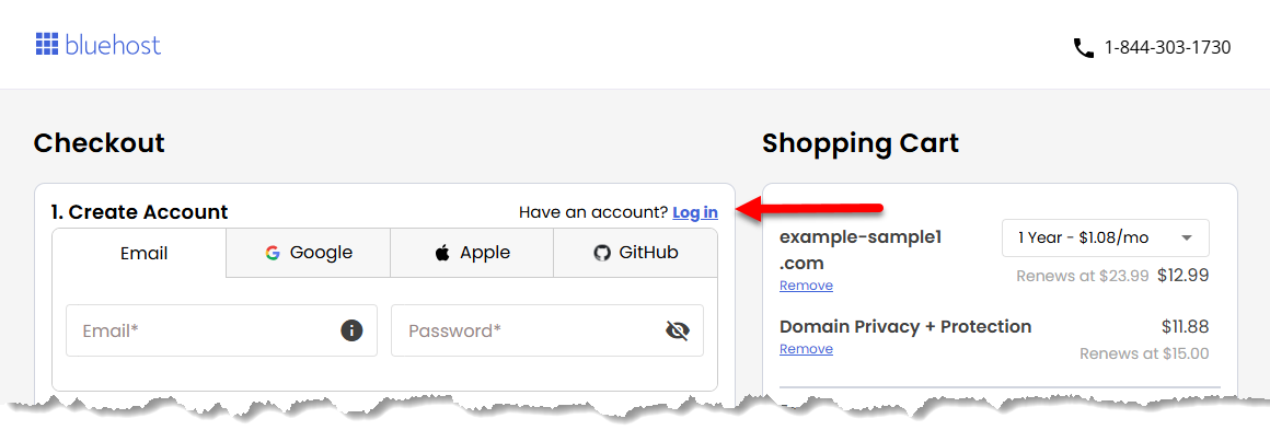 Register a domain - Create an account - Login