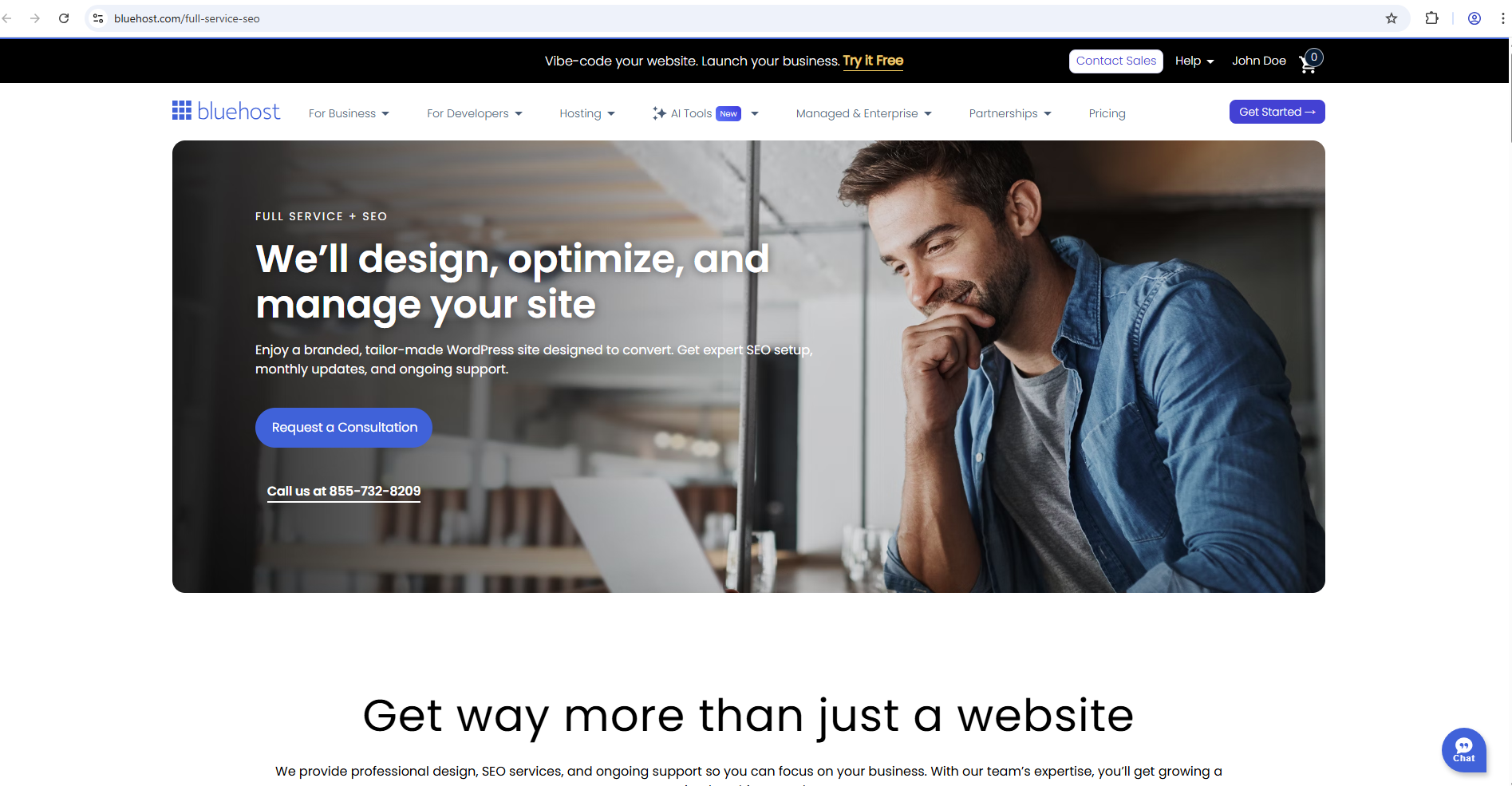 Website Metrics - Talk to Our Team - Full Service + SEO page