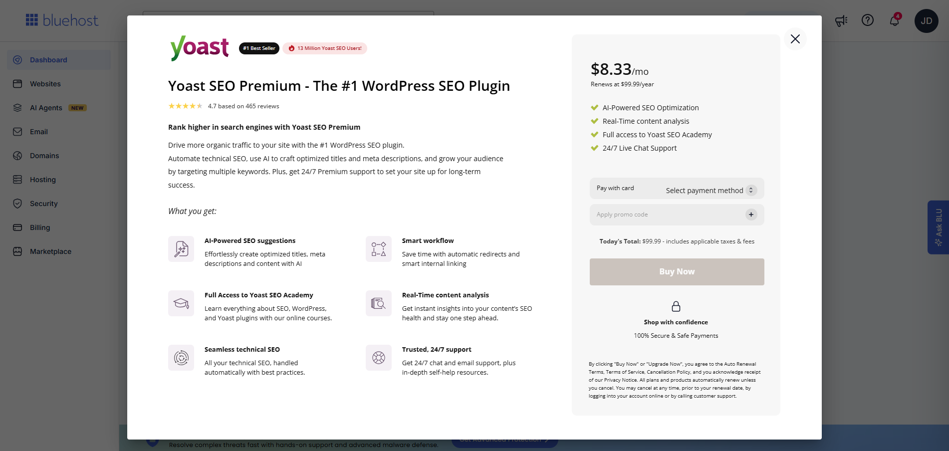 Website Metrics - Improve Site Score - Yoast popup