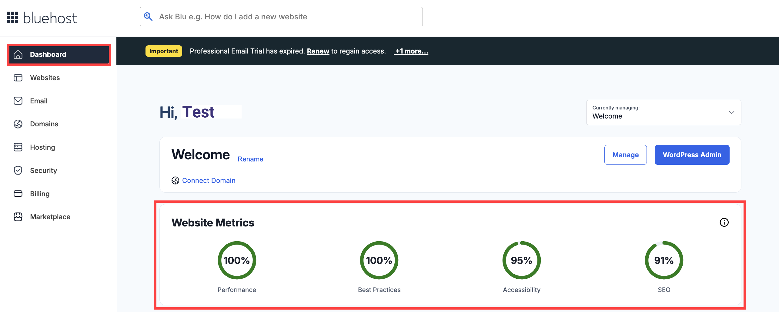Account Manager - Domains tab - Viewing options