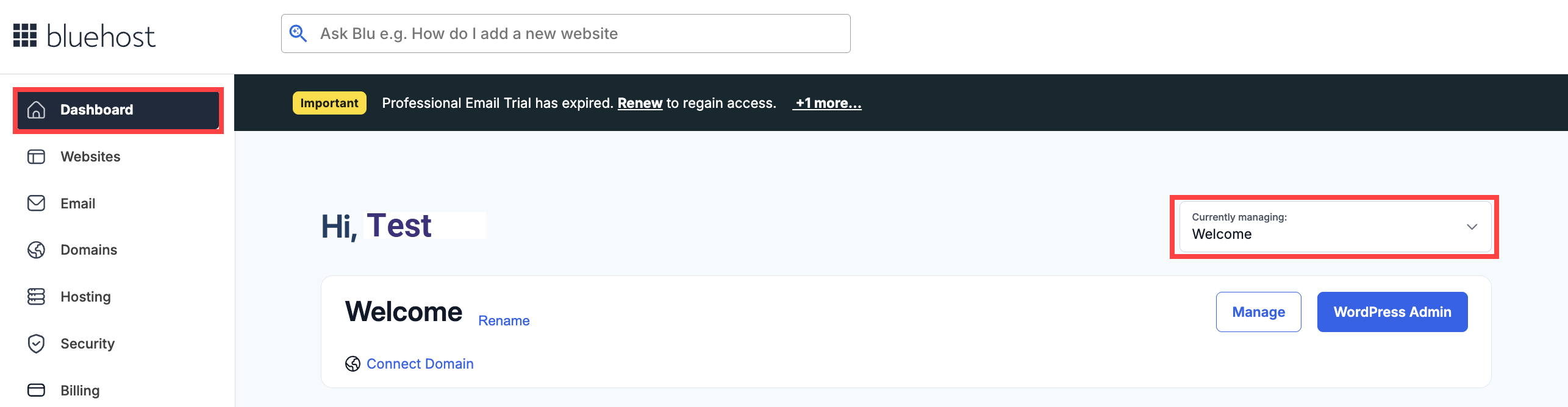 Account Manager - Domains tab - Viewing options