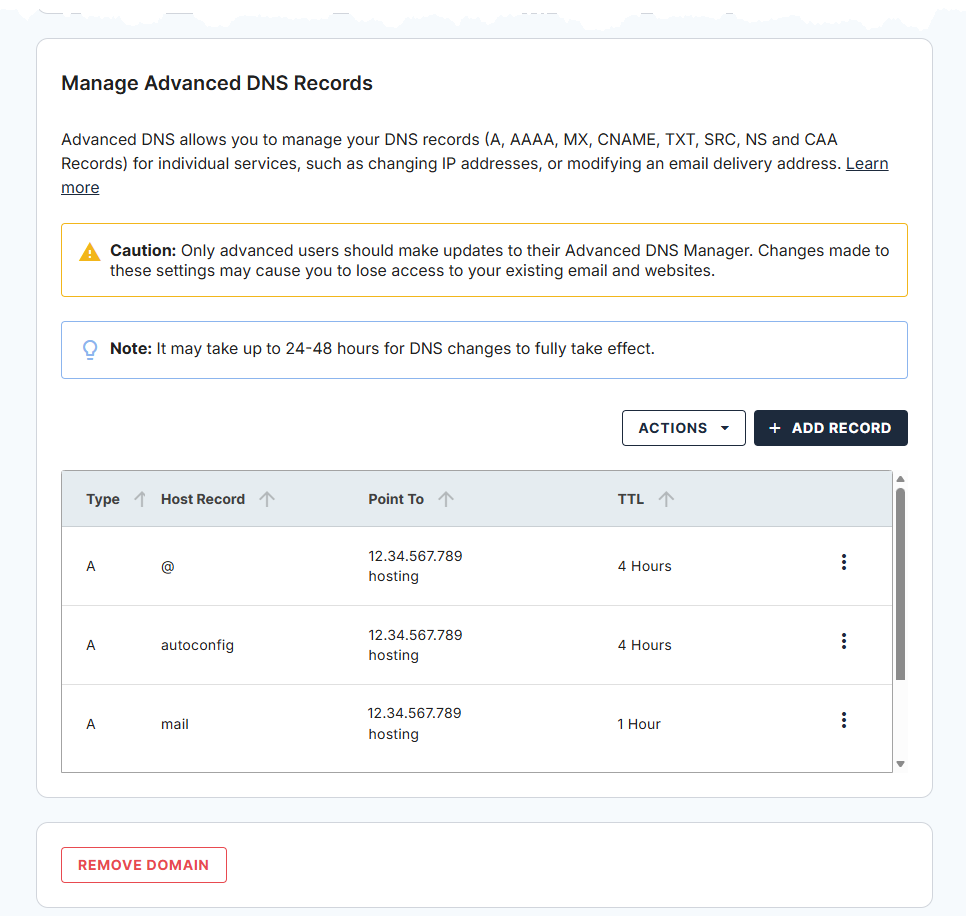 Account Manager - Domains not registered with Bluehost